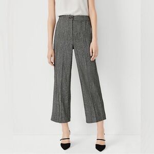 Ann Taylor Petite 2 High Waist, Wide Leg Crop Pant In Herringbone